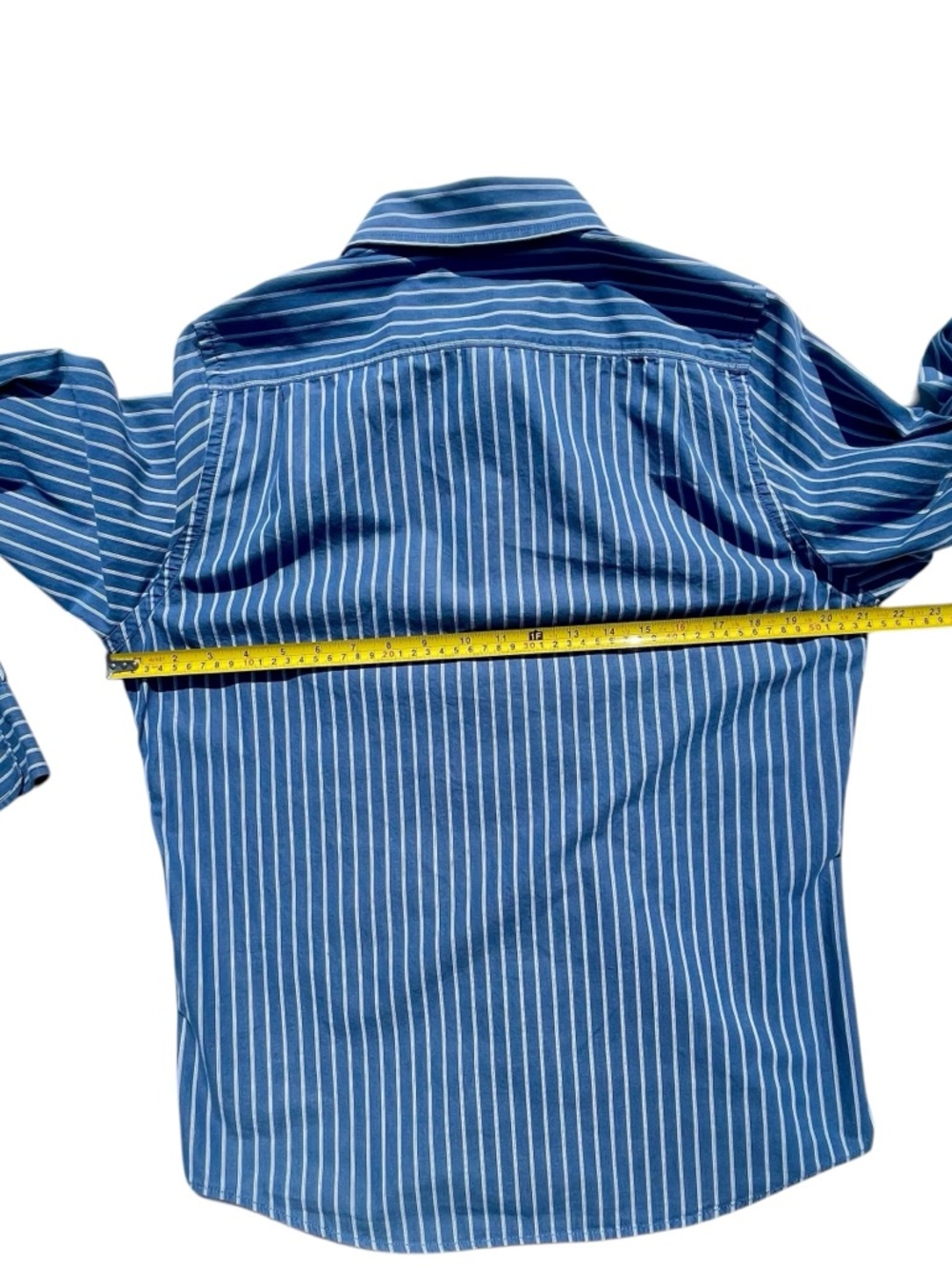 Hollister Blue & Cream Striped Button-Up Shirt - Picture 7 of 7